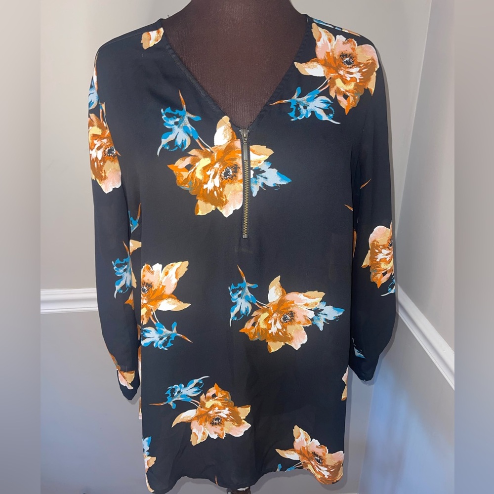 Maurice’s Floral Plus Size 3/4 Sleeve Shirt 0X‎ 14W
